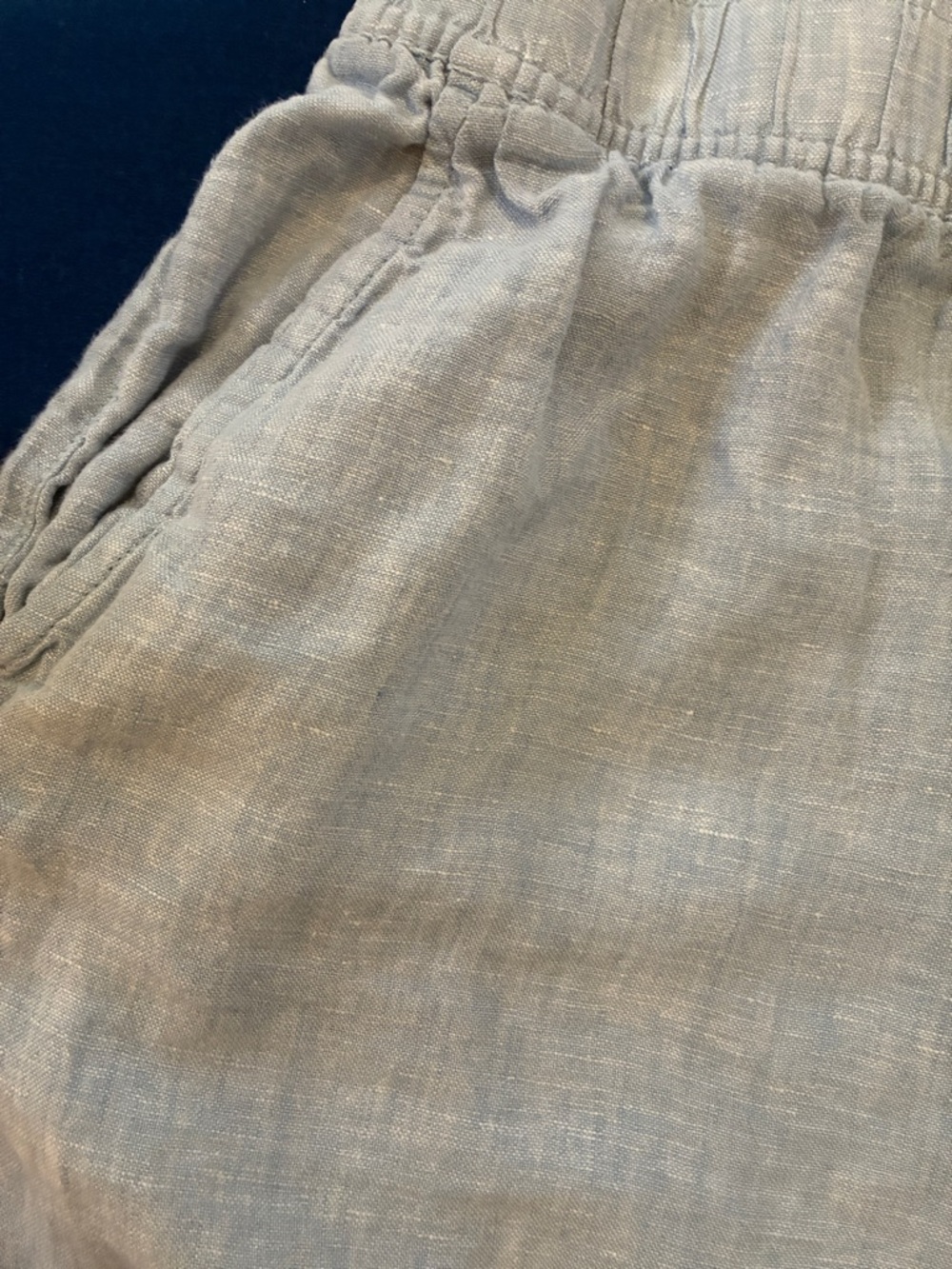 Tahari Light Blue Linen Elastic Waist Pants - Picture 4 of 6